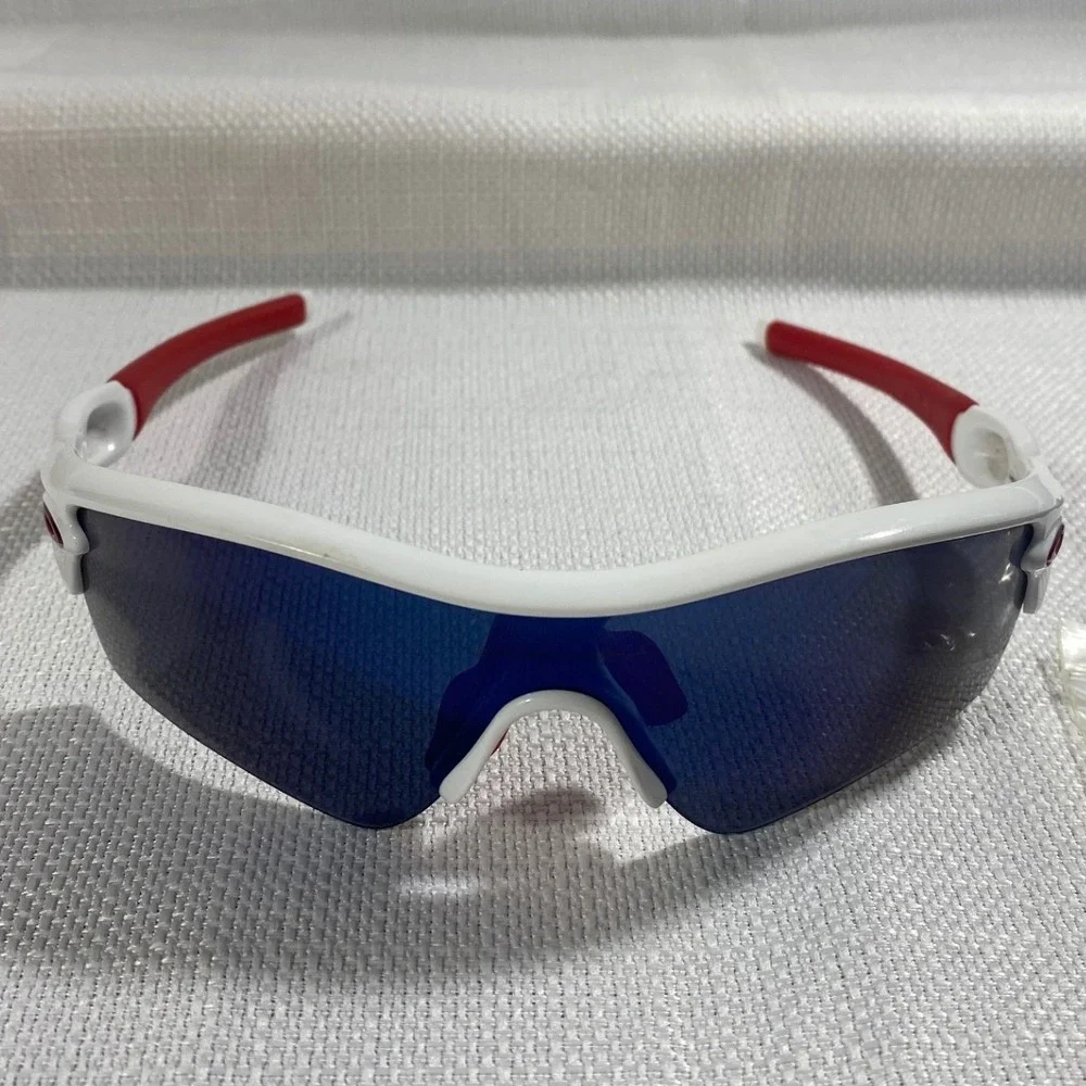 Oakley Radar Path Sunglasses White Red Blue Lens Sport Shield 09-6712